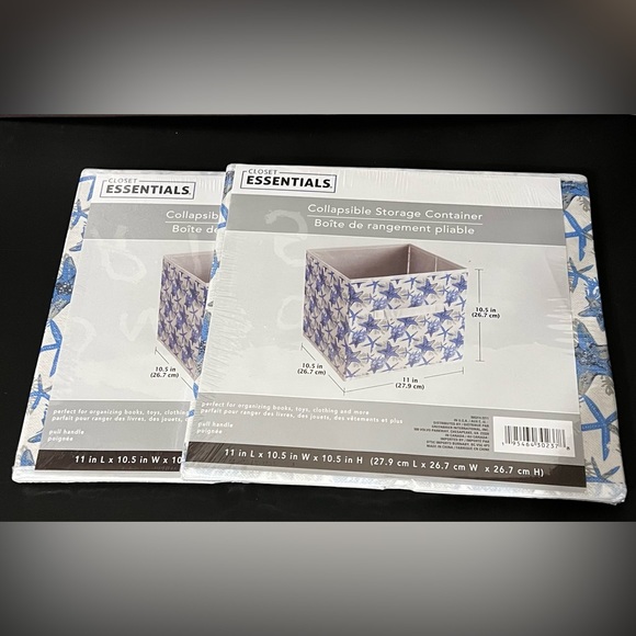New Set of 2 Closet Essentials Collapsible Storage Containers Starfish Pattern - Picture 4 of 15